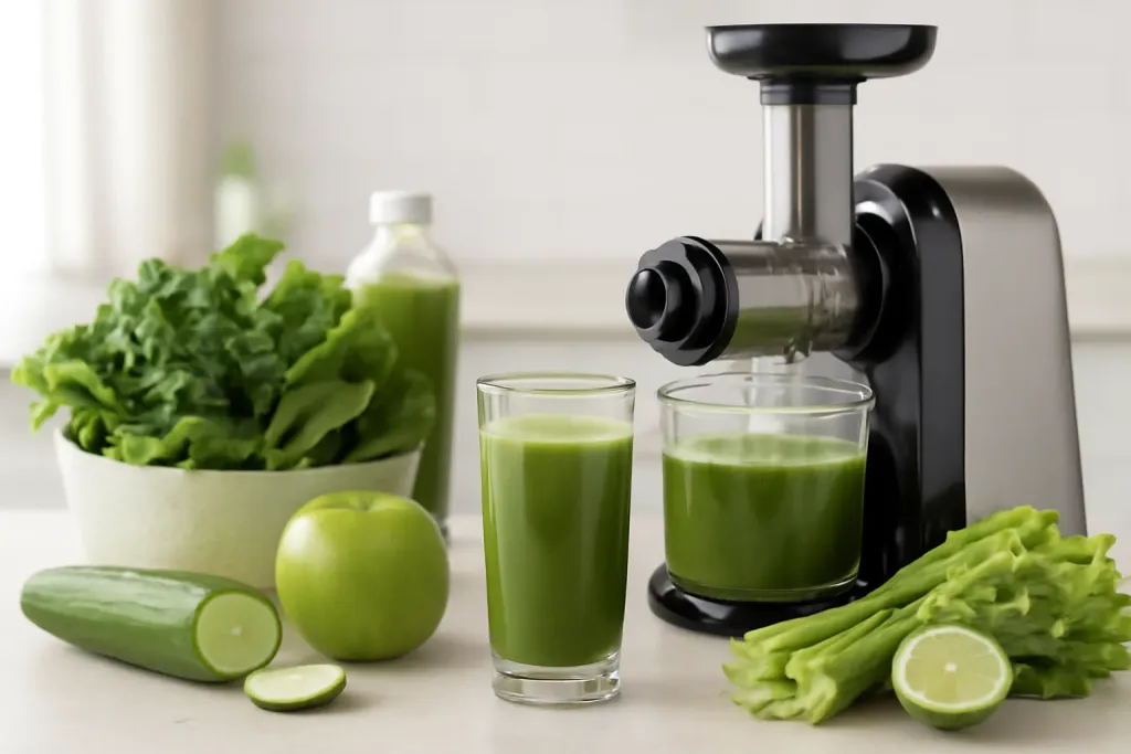 A second photo showing a related step or detail for masticating juicer for wheatgrass