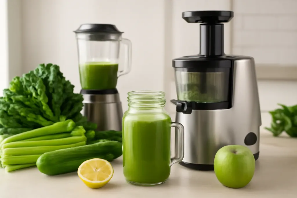 A second photo showing a related step or detail for how to choose a juicer for leafy greens