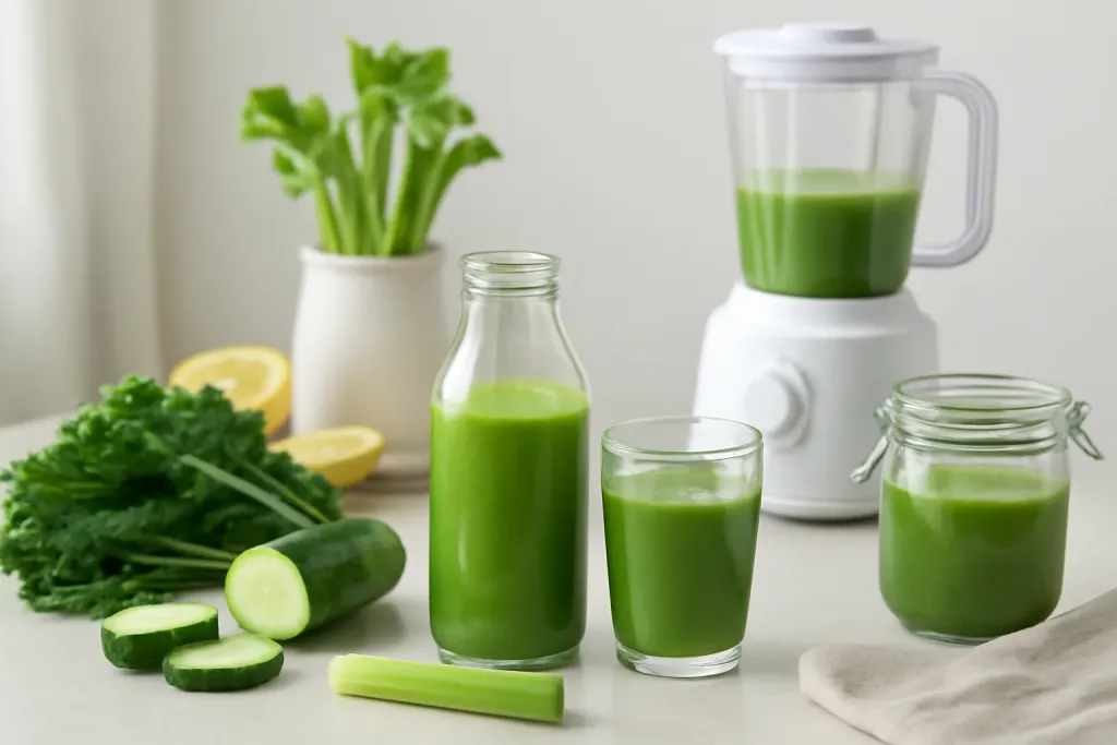 A second photo showing a related step or detail for how to reduce pulp in green juice