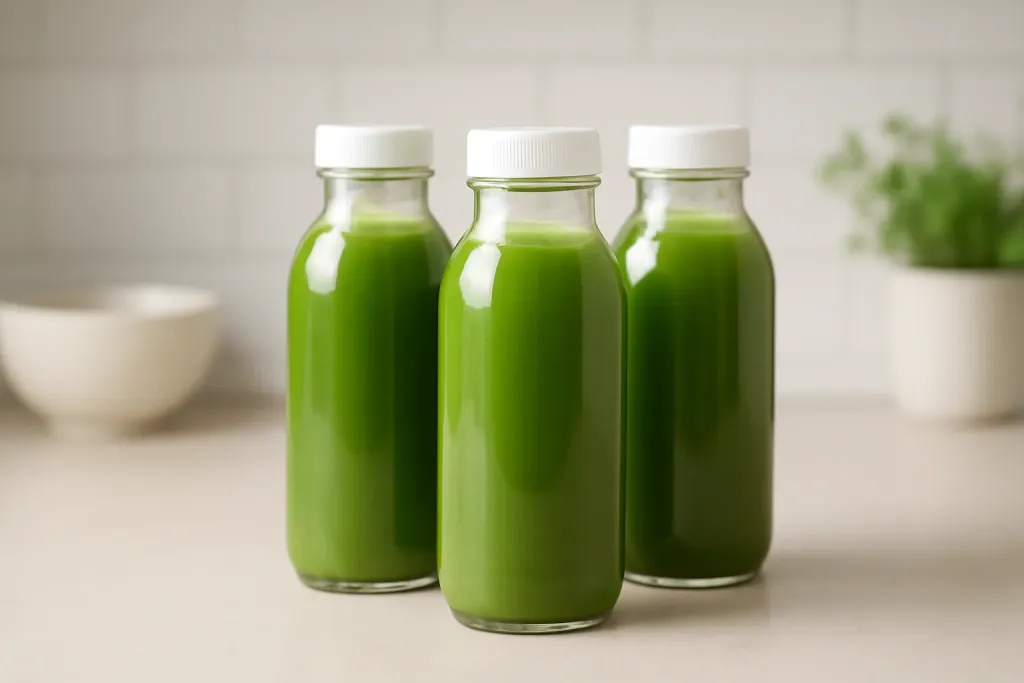 Editorial illustration related to how to store green juice safely