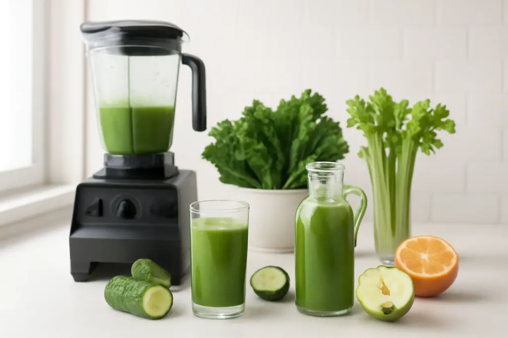 Photo illustrating seasonal green juice recipe book
