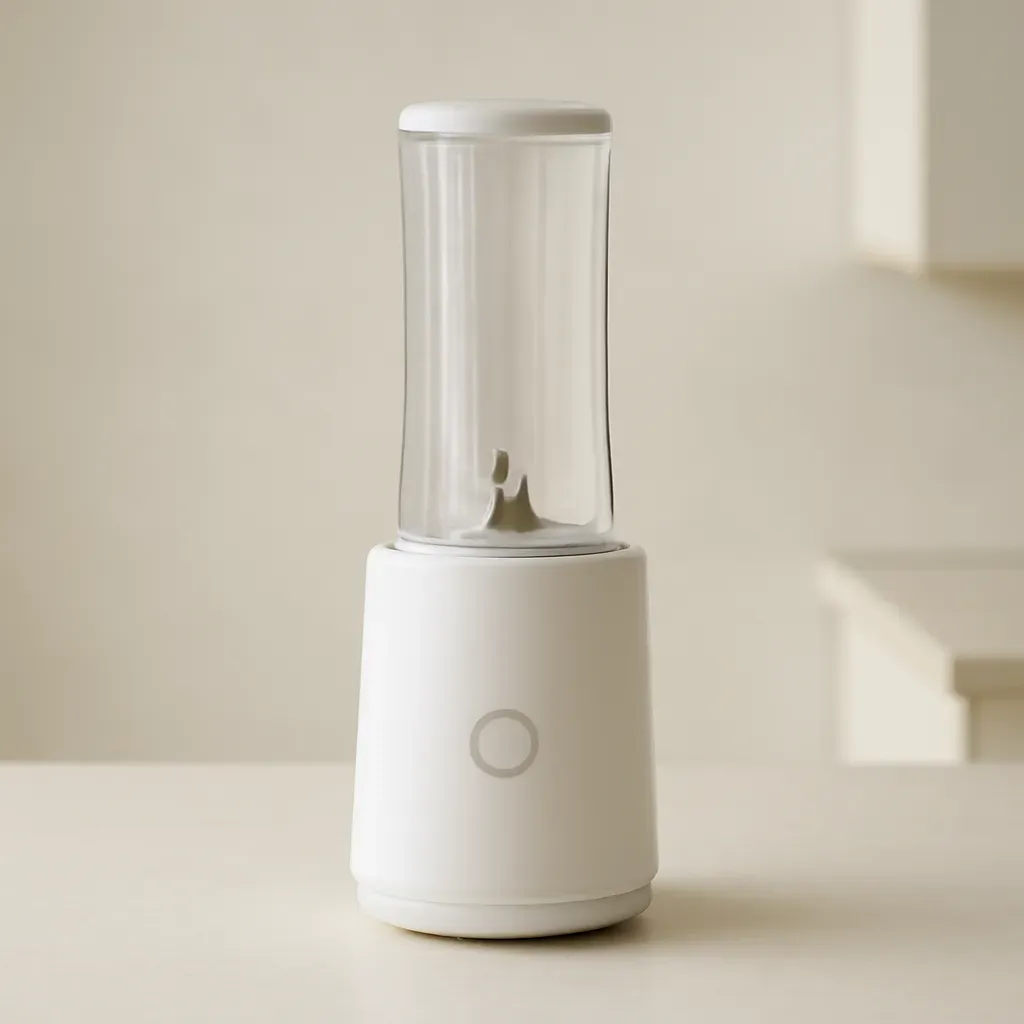 Editorial illustration (not the exact linked listing) of compact personal blender for small kitchens