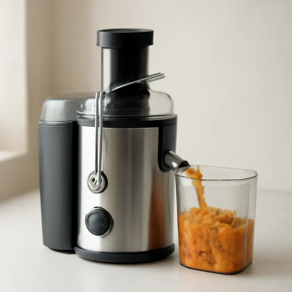 Editorial illustration (not the exact linked listing) of continuous pulp-ejection juicer
