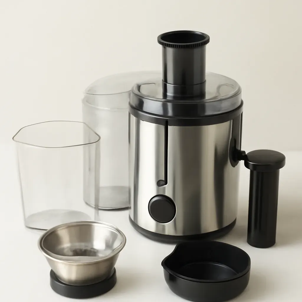 Editorial illustration (not the exact linked listing) of dishwasher-safe parts centrifugal juicer
