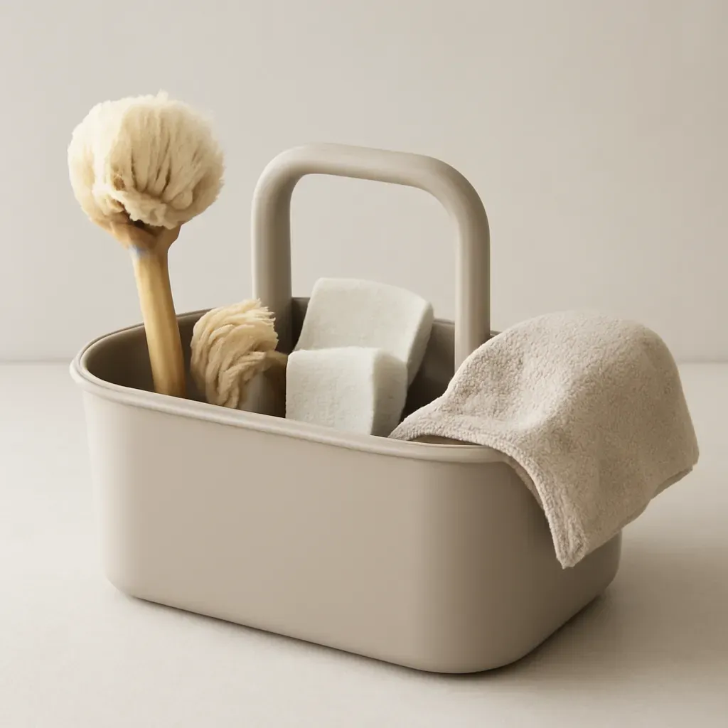 Editorial illustration (not the exact linked listing) of juicer cleaning caddy