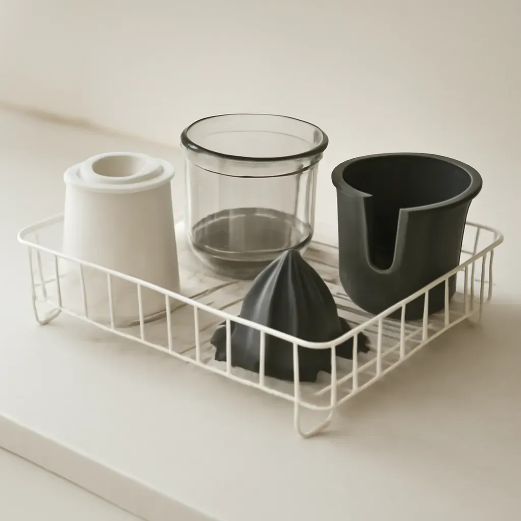 Editorial illustration (not the exact linked listing) of juicer parts drying rack