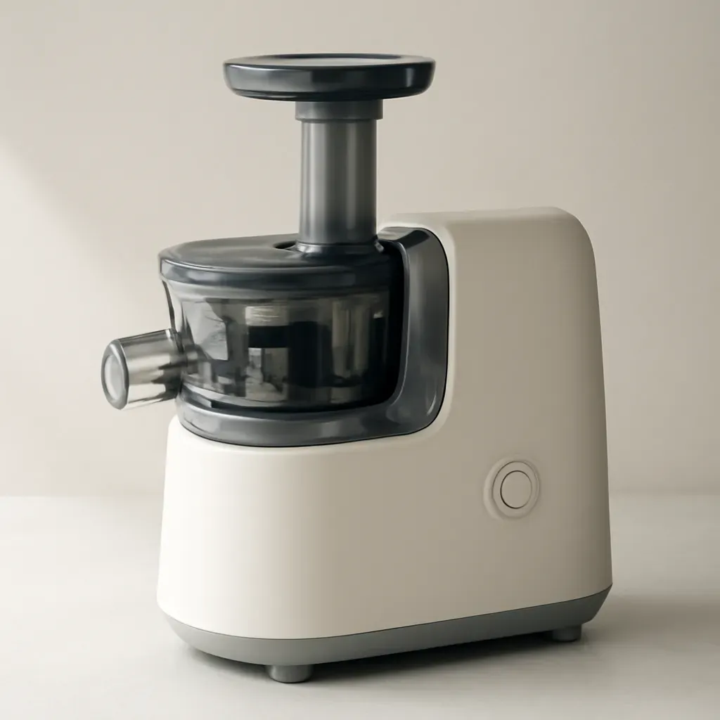 Editorial illustration (not the exact linked listing) of masticating juicer with reverse function