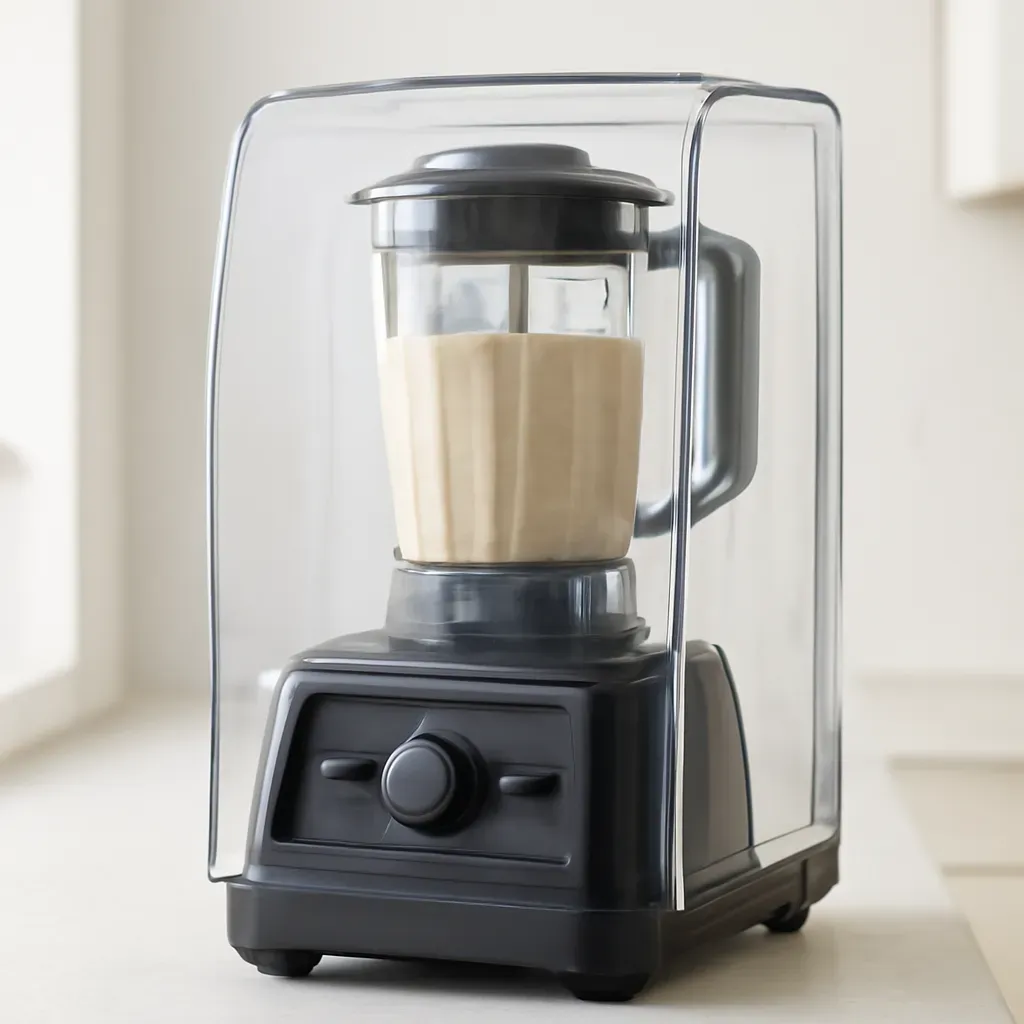 Editorial illustration (not the exact linked listing) of quiet-enclosure high-speed blender