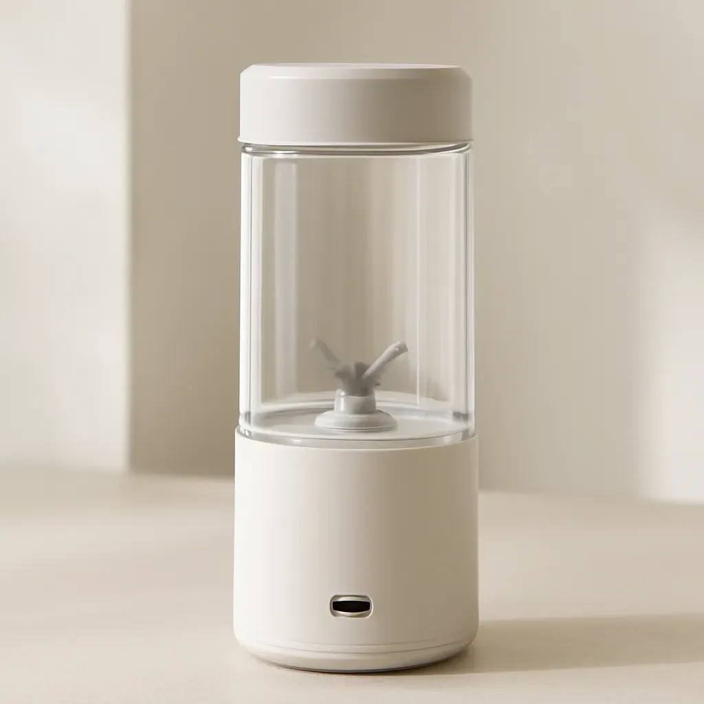 Editorial illustration (not the exact linked listing) of usb-c rechargeable portable blender